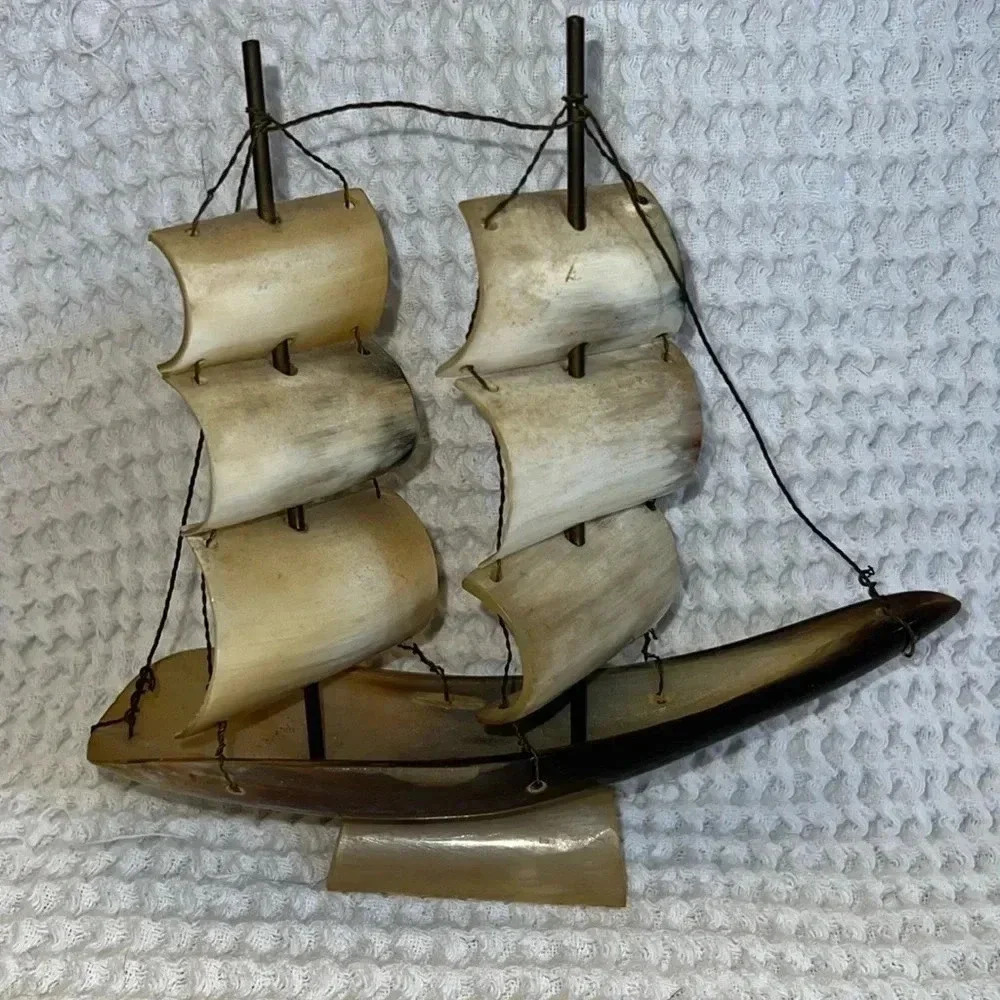 Vintage Collectable Genuine Horn Sail Boat